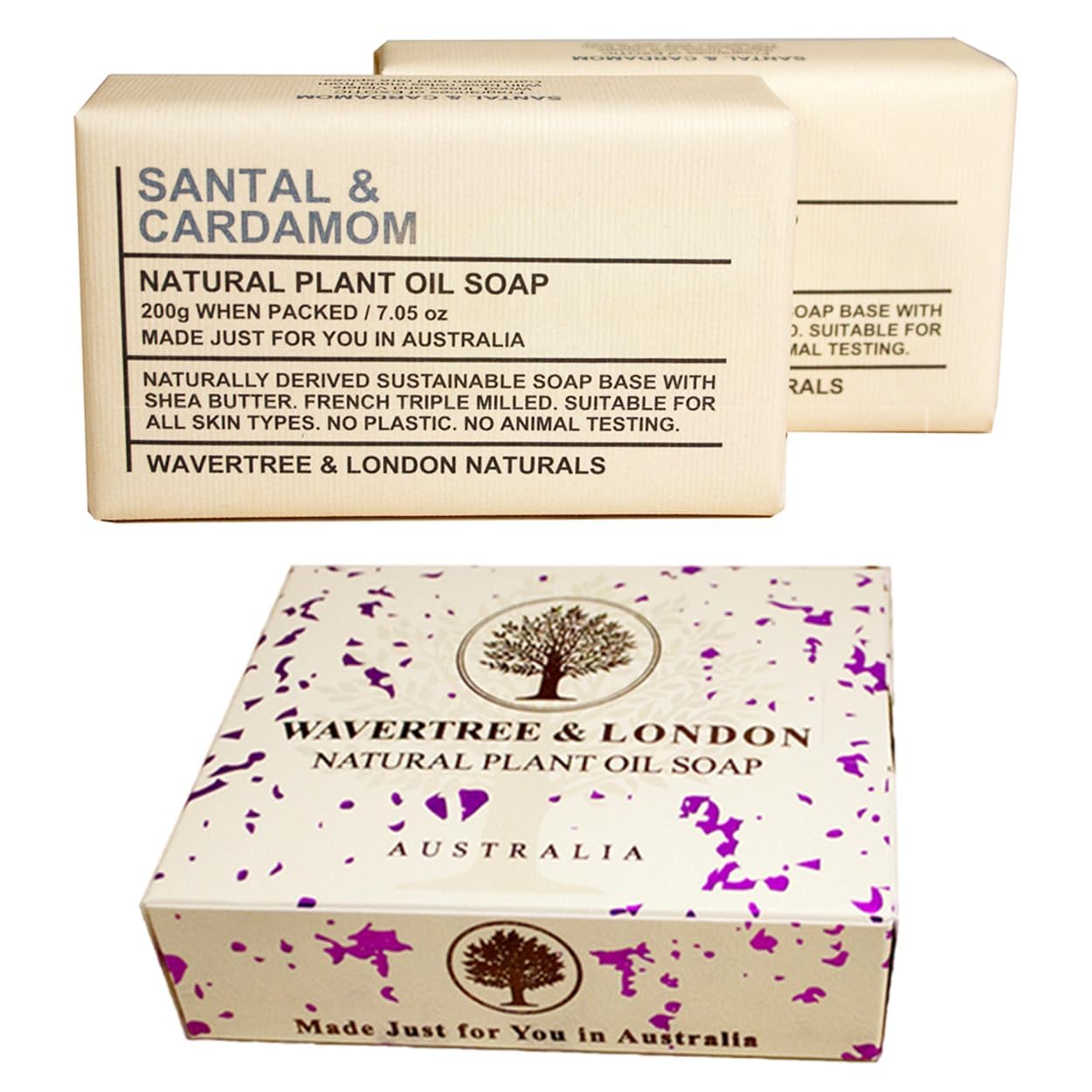 Wavertree & London Santal & Cardamon Scented Natural Soap Bars [100% Naturally derived]